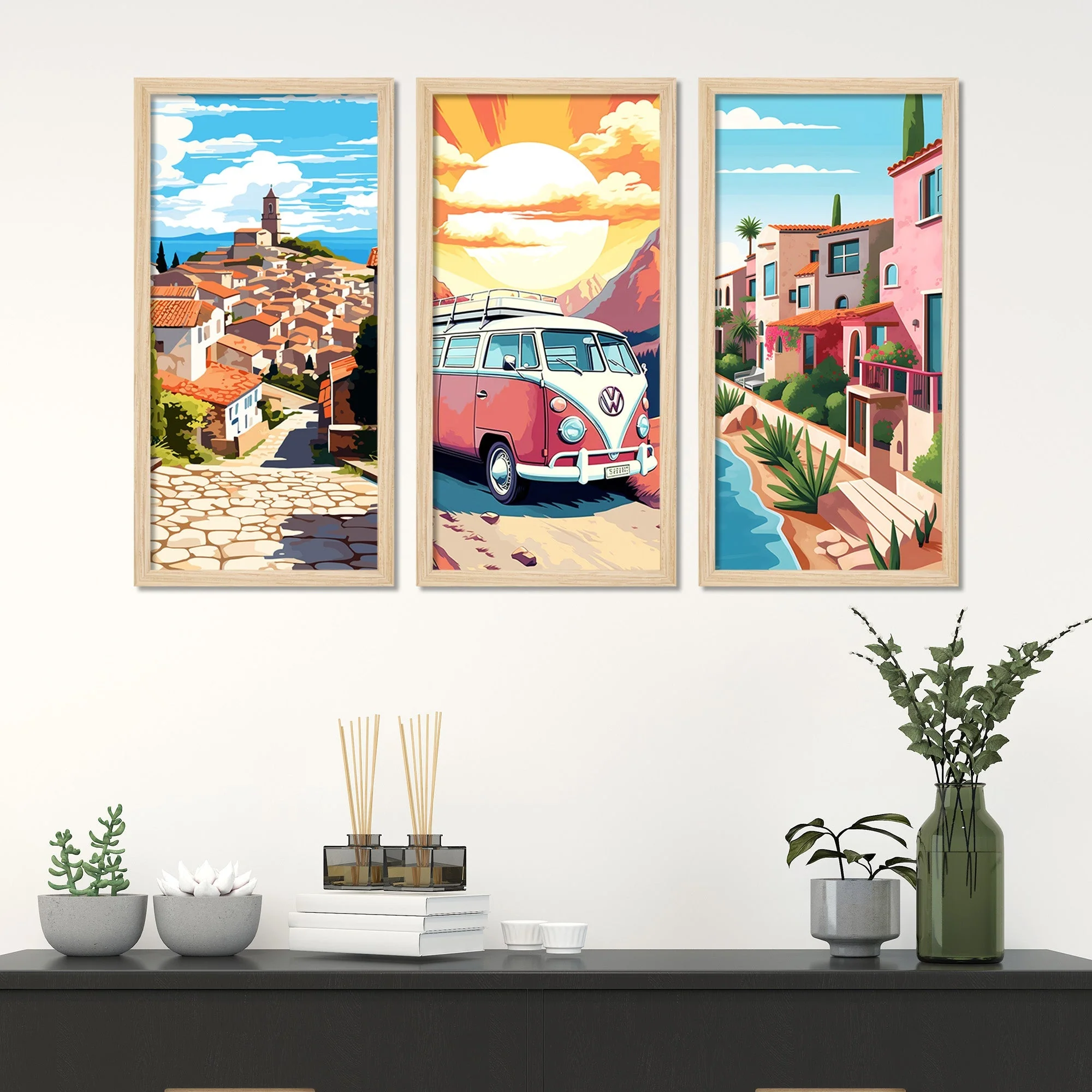 Beautiful Nature View Premium Wooden Wall Frame Set of Three - Image 3