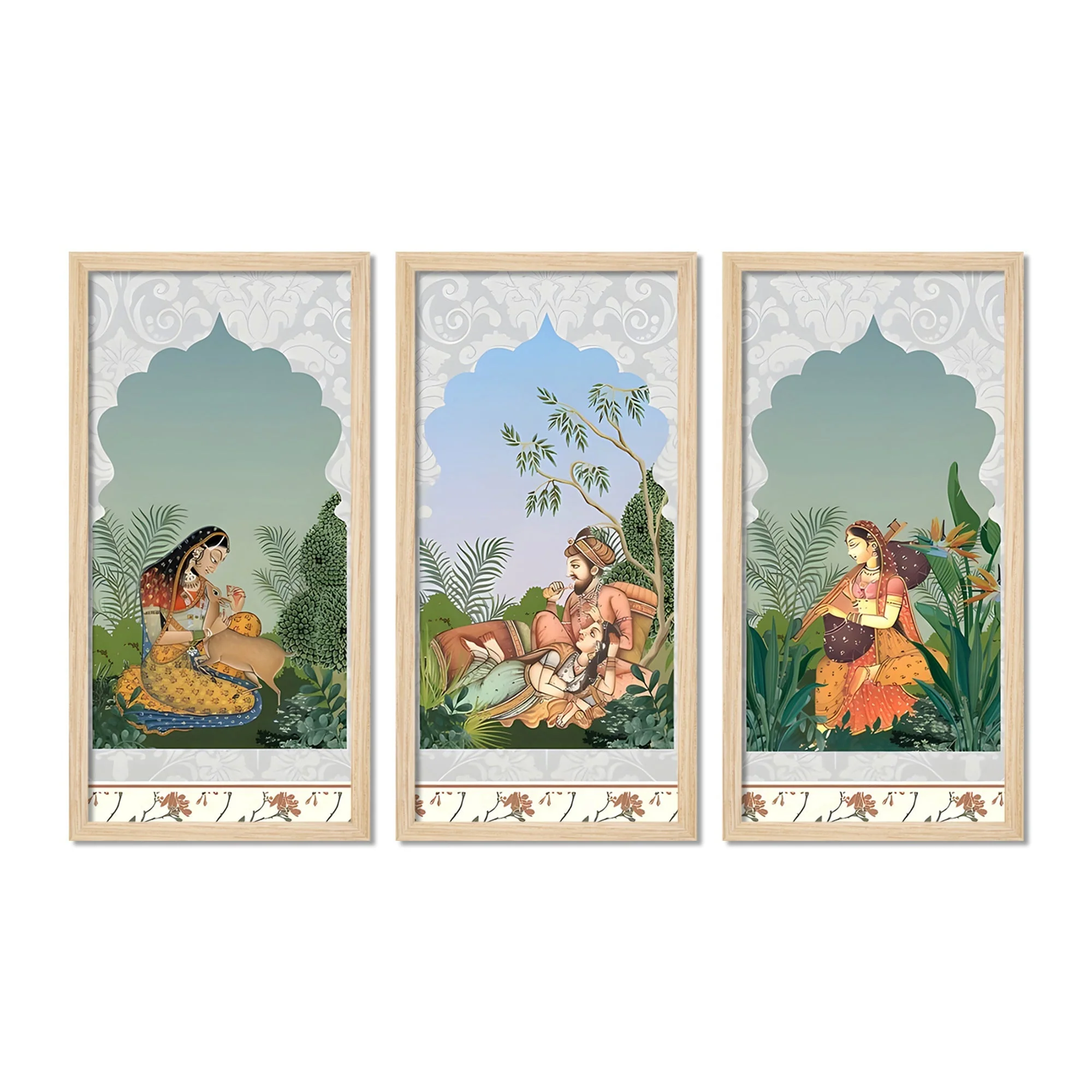 Elegance of the East Royal Mural Art Wall Frame Set of Three - Image 4