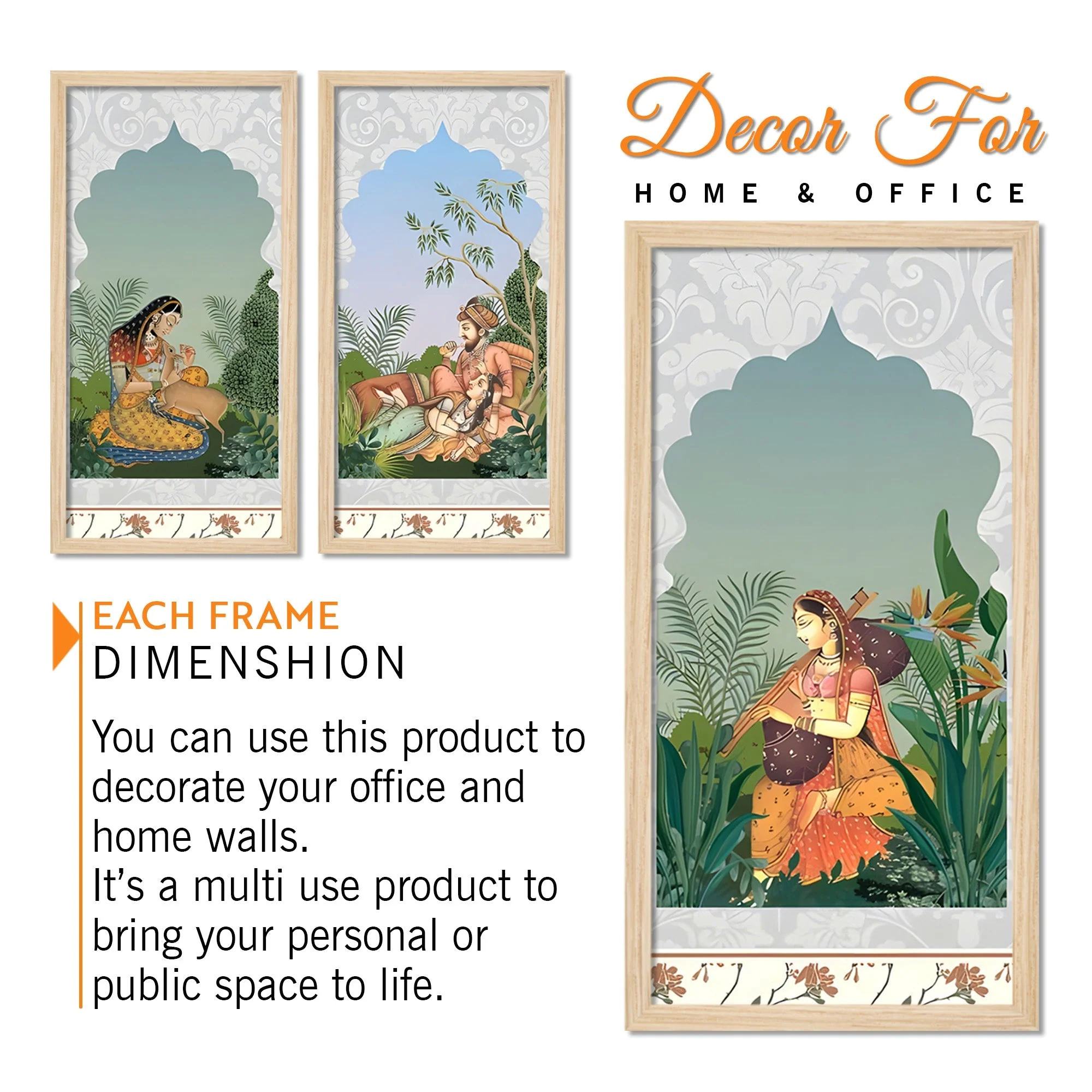 Elegance of the East Royal Mural Art Wall Frame Set of Three - Image 5