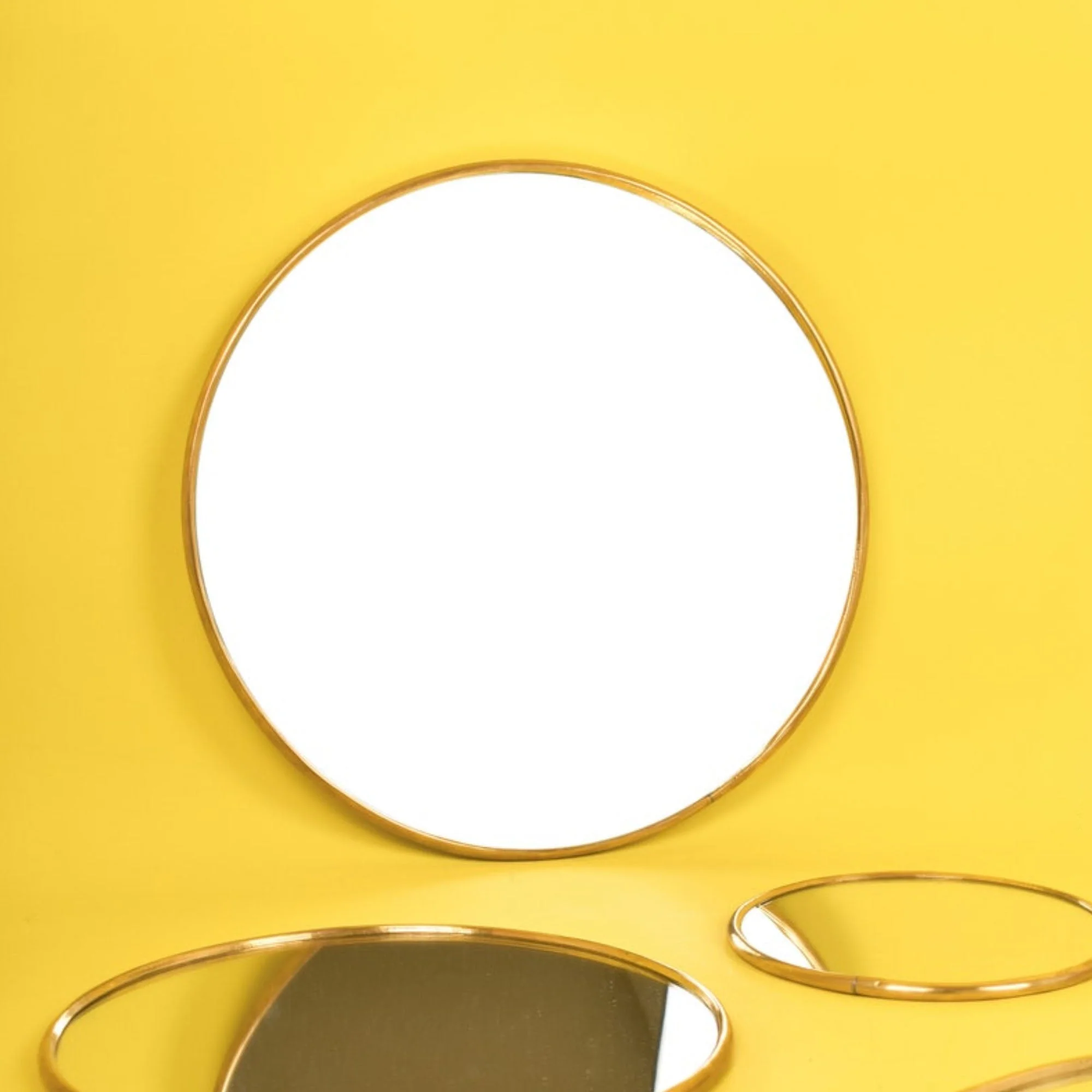 Modern Golden Abstract Round Shaped Wall Mirror - Image 3