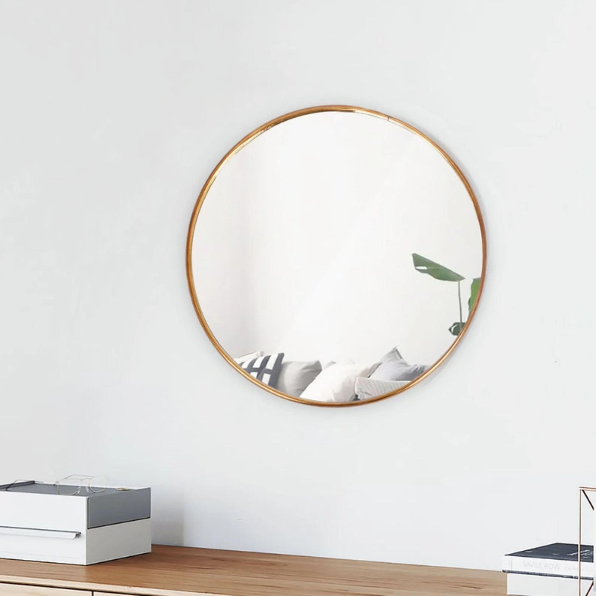 Modern Golden Abstract Round Shaped Wall Mirror - Image 5