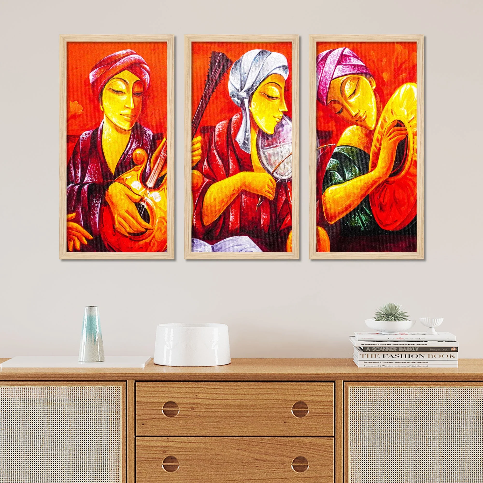 Musicians Playing Instruments Wall Frame Set of Three - Image 3