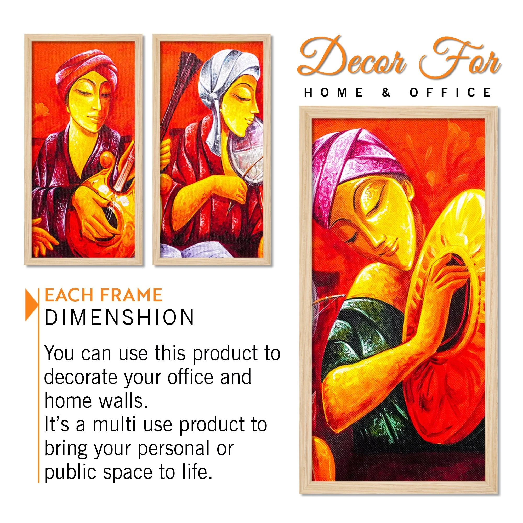 Musicians Playing Instruments Wall Frame Set of Three - Image 5
